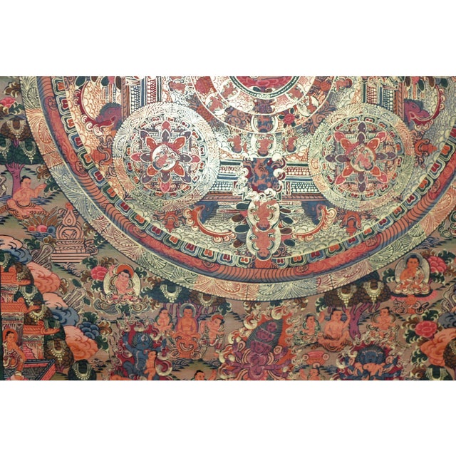 Traditional Hand-Painted Tibetan Thangka Celebration Textile For Sale - Image 3 of 13