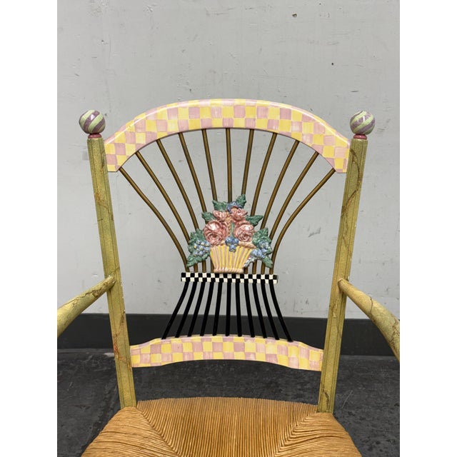Textile MacKenzie-Childs Flower Basket Armchairs, Pair For Sale - Image 7 of 12