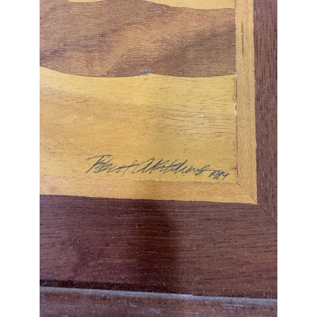 Art Deco 1980s Hudson River Inlay Marquetry Art 15.25" X 12" Sailboat - Signed Jeff Nelson For Sale - Image 3 of 3