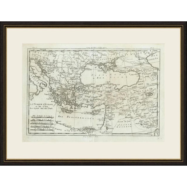 This antique map of the ottoman empire, titled la turquie d'europe et celle d'asie hors la partie située dans l'arabie,...