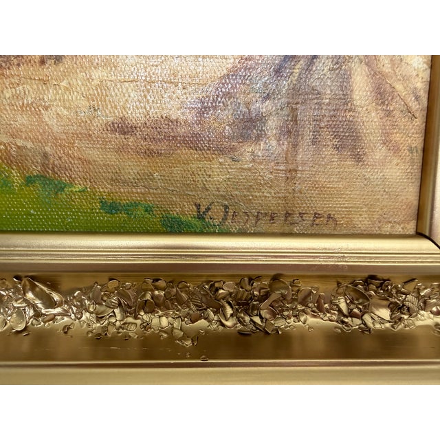 Henrik Gamst Jespersen (1853-1936) Danish Antique Harvest Landscape Oil Painting For Sale - Image 4 of 12