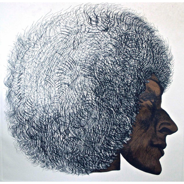 Giacomo Porzano, White Profile II, Etching, 1972 For Sale