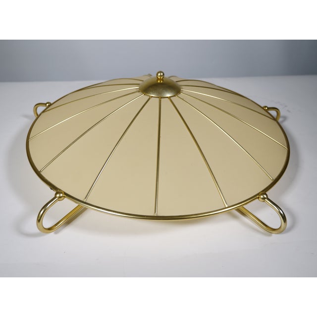 Art Deco Ceiling Lamp in Metal and Fabric from Erco, 1950s For Sale - Image 6 of 9