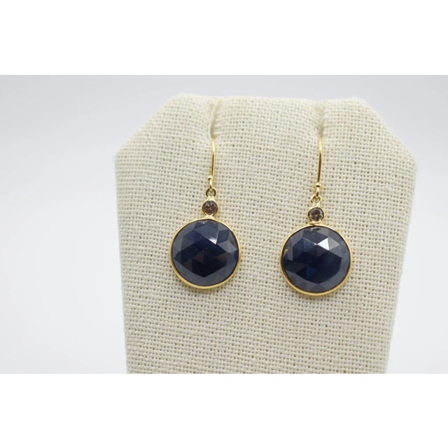 Mid 20th Century Diamond and Sapphire Earrings With 18k Yellow Gold, A Pair For Sale In Wichita - Image 6 of 6