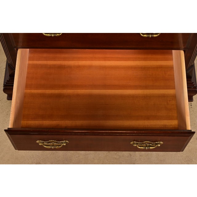 Wood 1980s Thomasville Georgian Carved Cherry Wood Lingerie Chest or Highboy Dresser For Sale - Image 7 of 13