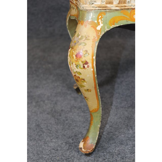 1940s 1940s Fine Venetian Paint Decorated Italian Foot Stool or Ladies Vanity Bench For Sale - Image 5 of 10