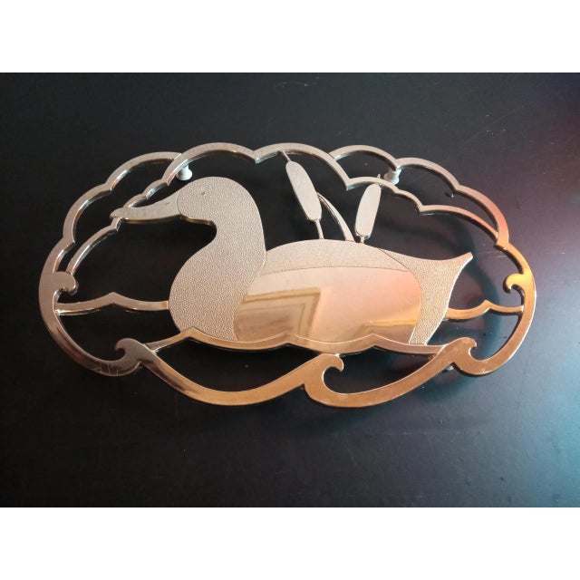 1980s 1980s Solid Brass Duck Figurine Table Trivet For Sale - Image 5 of 6
