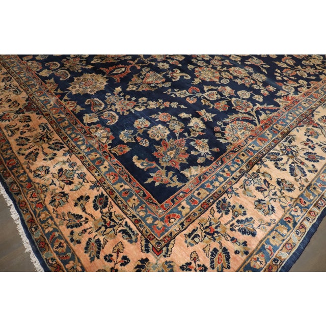 Navy Blue Early 20th Century Zabihi Collection Oversize Manchester Wool Navy Persian Sarouk Rug - 11'6" x 25'2" For Sale - Image 8 of 12