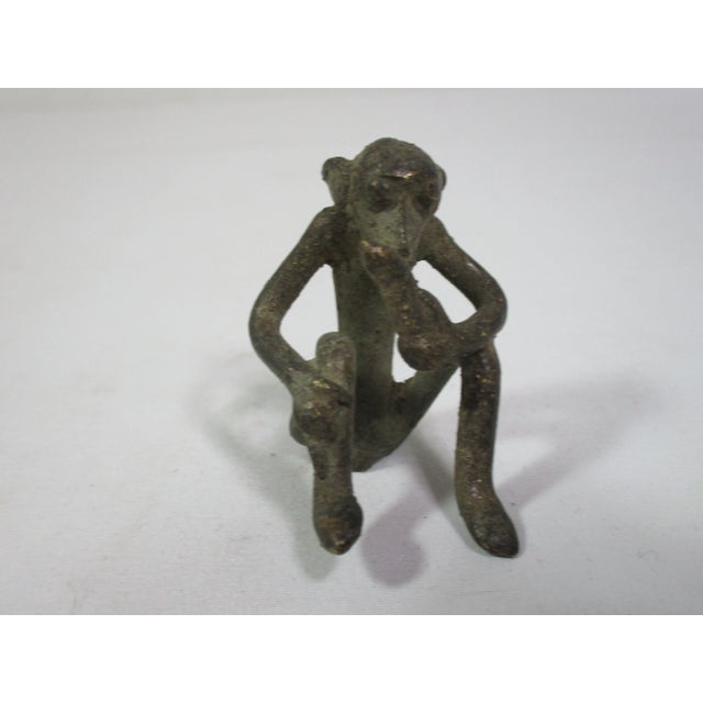 Vintage African Bronze Monkey Figurines- a Pair For Sale - Image 9 of 12