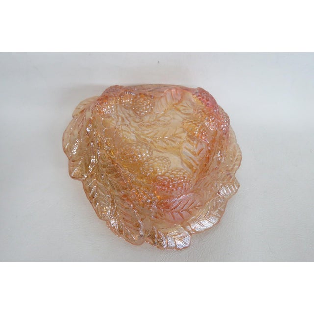 Indiana Glass Bowl Embossed Leaf and Loganberry Marigold Carnival Glass 5031b For Sale - Image 16 of 16