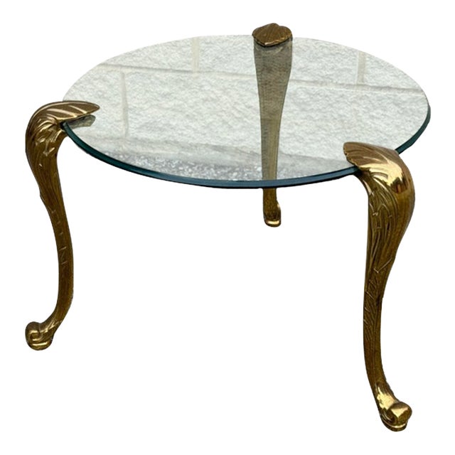 1970s Brass Glit Side Table in the Style of p.e. Guerin For Sale