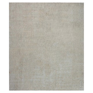 Contemporary Solid Silk Rug in Subtle Textured Ivory-Beige by Doris Leslie Blau For Sale