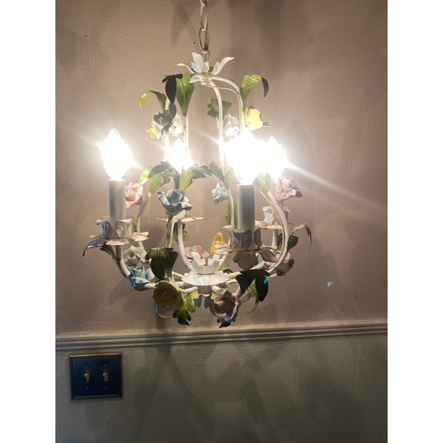 1950s Mid Century Modern Italian Metal Tole Hanging Light For Sale - Image 6 of 10