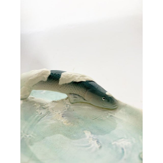 Art Nouveau Majolica Trinket Dish with Fish Decoration, France, 1920s For Sale - Image 11 of 13