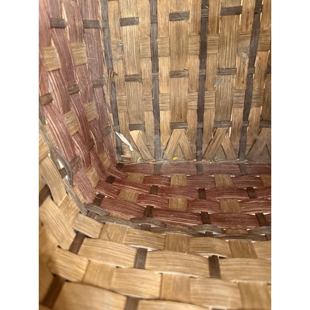 Brown Antique or Vintage Folk Art Split-Wood or Splint Gathering Basket For Sale - Image 8 of 8