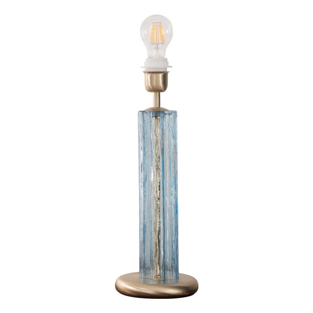 Murano Glass Table Lamp with Blue Color, Italy, 1980s For Sale
