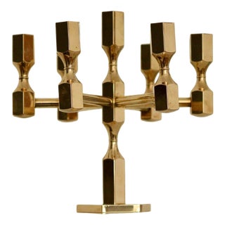Vintage Swedish Brass Candelabra by Gusum, 1978 For Sale