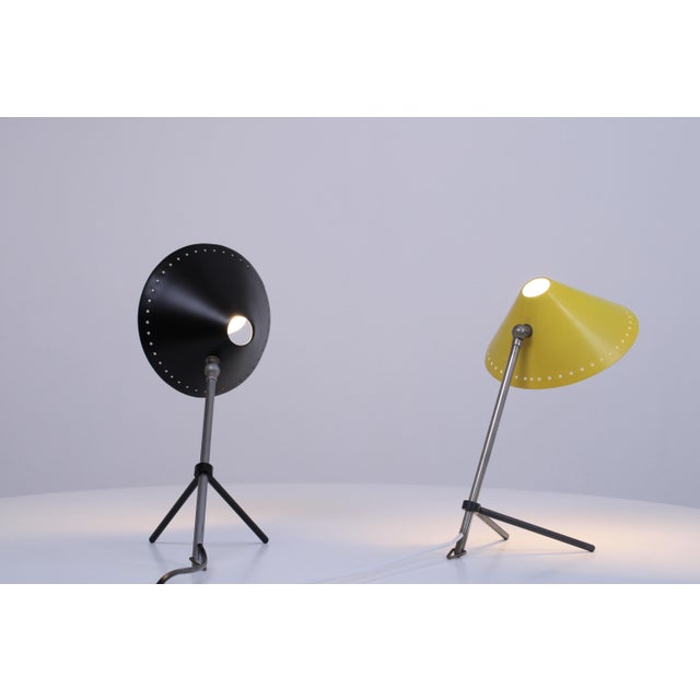 Mid-Century Modern Pinocchio Black and Yellow Tripod Table Lights by H. Th. J. A. Busquet for Hala, 1950s, Set of 2 For Sale - Image 3 of 18