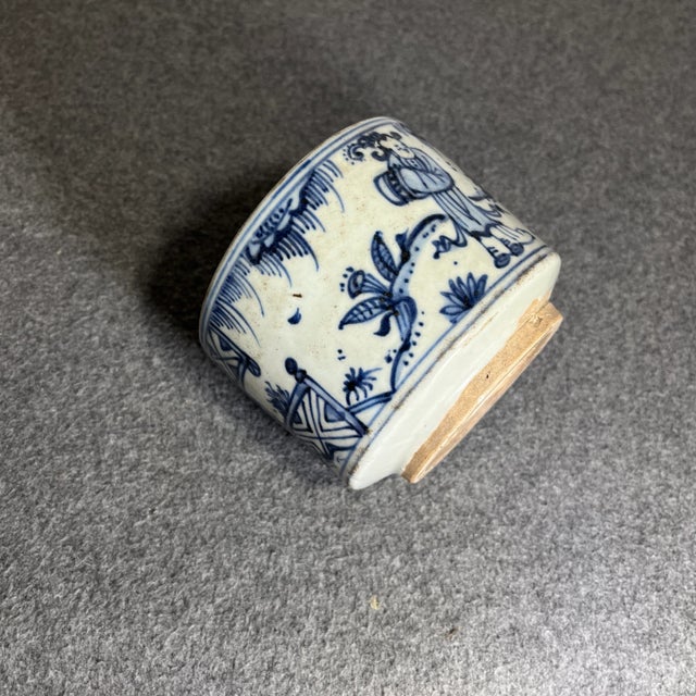 Ceramic Antique Chinese Blue & White Porcelain Censer For Sale - Image 7 of 8