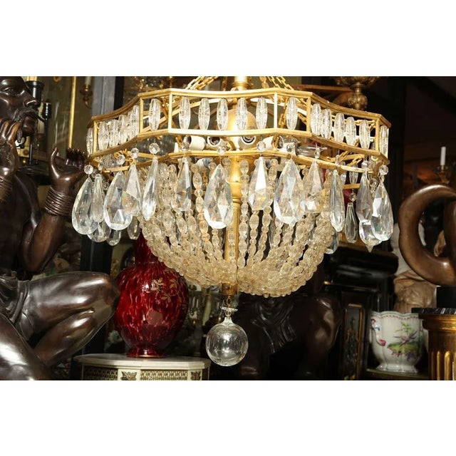 Traditional Bronze and Crystal Chandelier Attributed to Caldwell For Sale - Image 3 of 9
