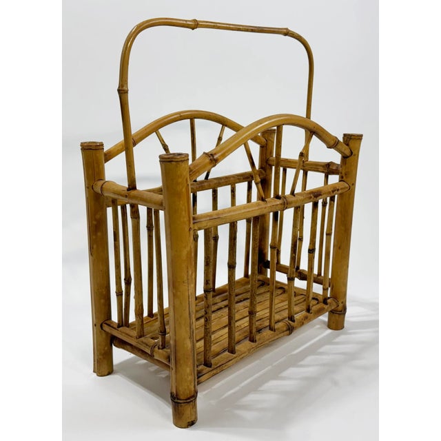 Vintage Mid-Century Rattan Magazine Holder For Sale - Image 4 of 9