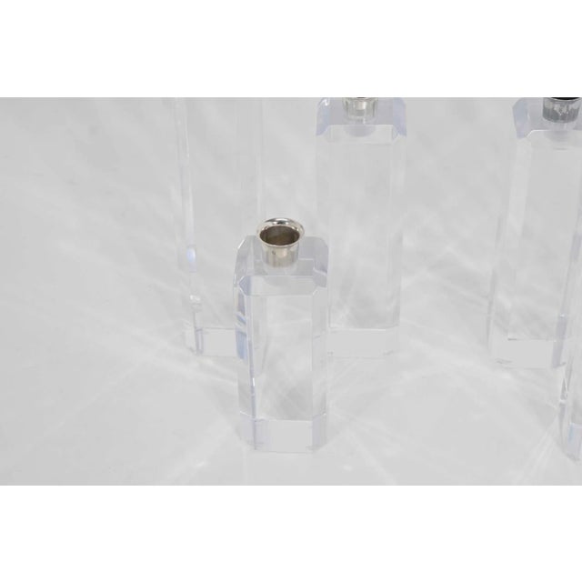 Late 20th Century Set of Six Lucite Candlesticks For Sale - Image 4 of 7
