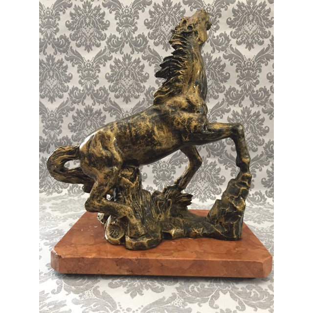 Old and Elegant Vintage Decorative Sculpture Statue from the 1970s Circa Beautiful Representation of a Fiery Wild Horse...