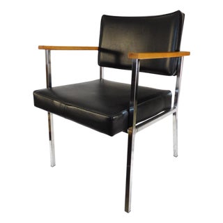 1970s Vintage Cole / Litton Restored Chrome & Vinyl Office Arm Chair For Sale