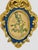 Shabby Chic Mid‑20th Century European Ornate Rococo‑Style Wood Oval Frame — Gilded Blue With Floral Botanical Silk‑Screen Print For Sale - Image 3 of 12