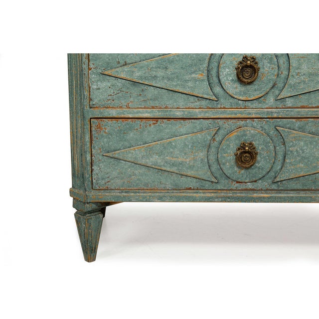Pair of Swedish Gustavian Style Blue Painted Bedside Commodes Chests For Sale - Image 10 of 18