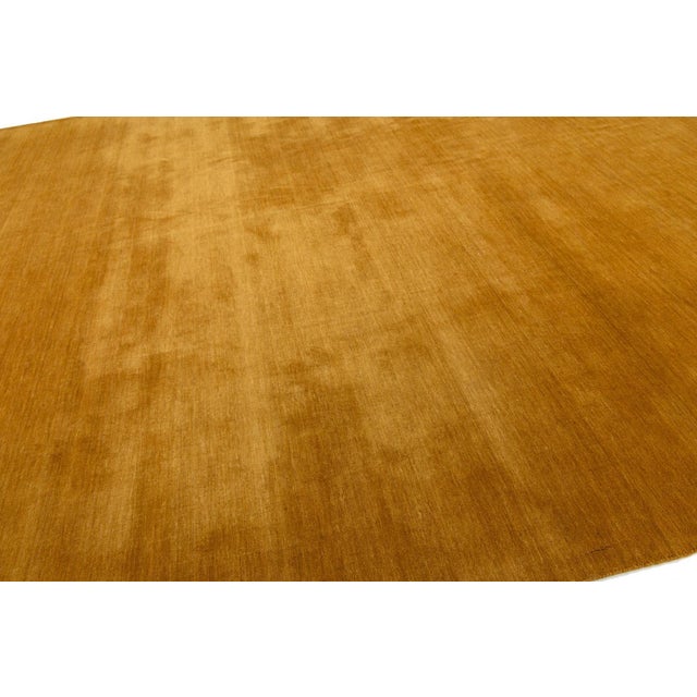 Textile Apadana's Modern Gabbeh Hand-Loom Wool Area Rug in Earthy Yellow-Orange. For Sale - Image 7 of 11