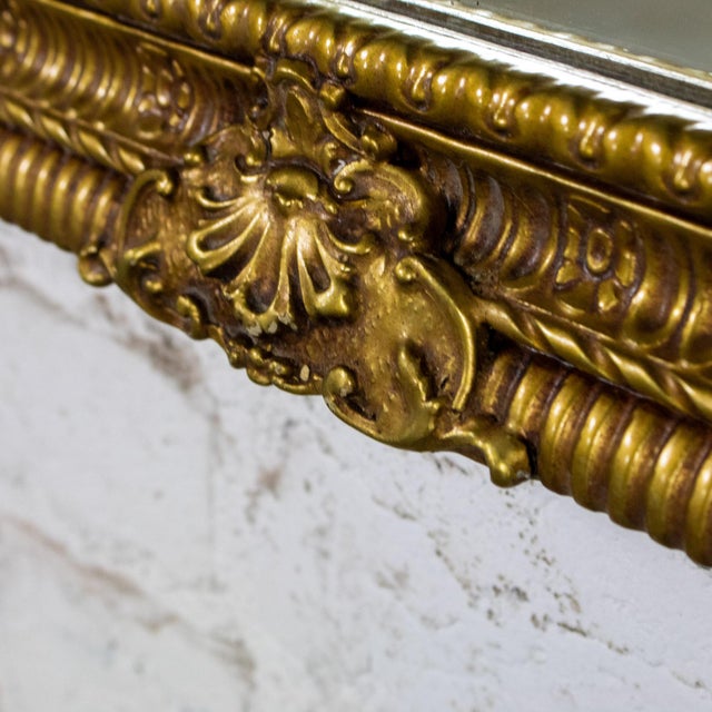 Late 20th Century Neoclassical Rococo Wall Mirror Rectangular Ornate Gilded Wood and Gesso Frame For Sale - Image 11 of 18