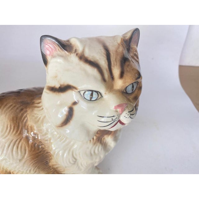 Large Italian Cat Figurines in Ceramic, 1970s, Set of 2 For Sale - Image 15 of 18