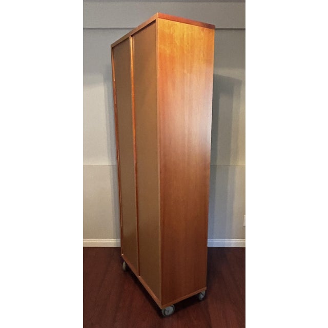 2000s Modern Mobile Cherry 10-Cubby Shelving Unit on Industrial Casters For Sale - Image 11 of 11