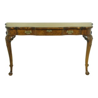 Hekman George III Burl Walnut 1 Drawer Console Table For Sale