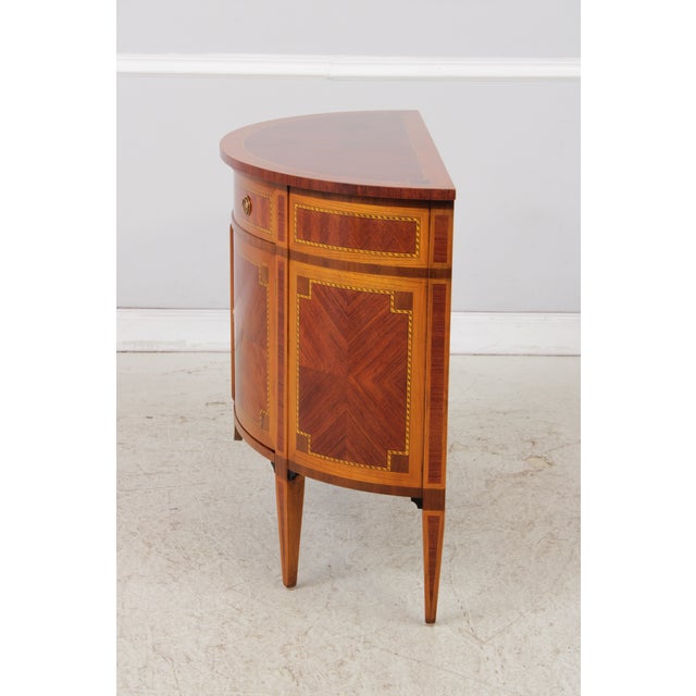 Decorative Crafts Walnut Inlaid Demi Lune Commode Cabinet For Sale - Image 4 of 18