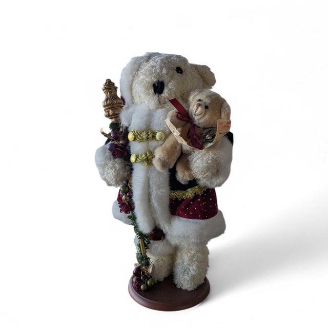 Vintage Holiday Santa Bear Figurine With Teddy and Staff For Sale - Image 15 of 18