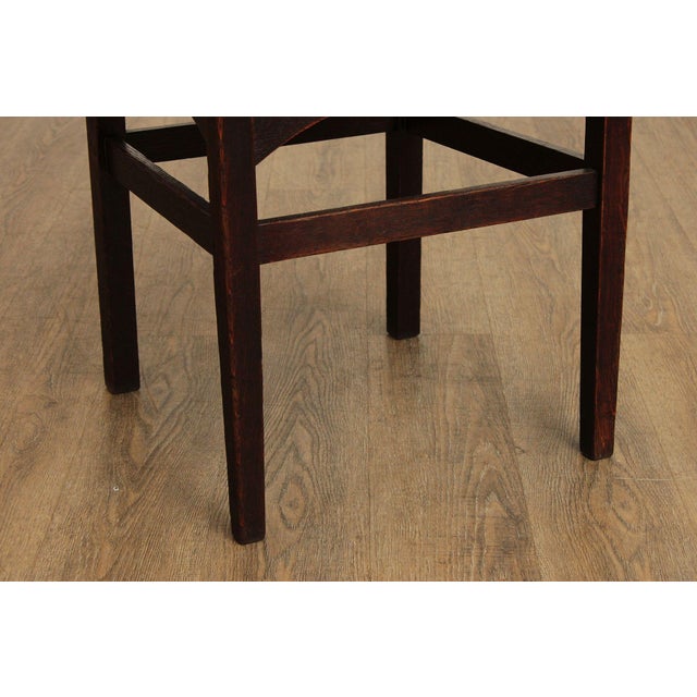 Wood Gustav Stickley Harvey Ellis Set of Eight Oak and Leather Dining Chairs For Sale - Image 7 of 12