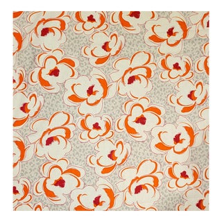 Duralee "Pop Flower" Tangerine Cotton Blend Fabric- 5 Yards For Sale