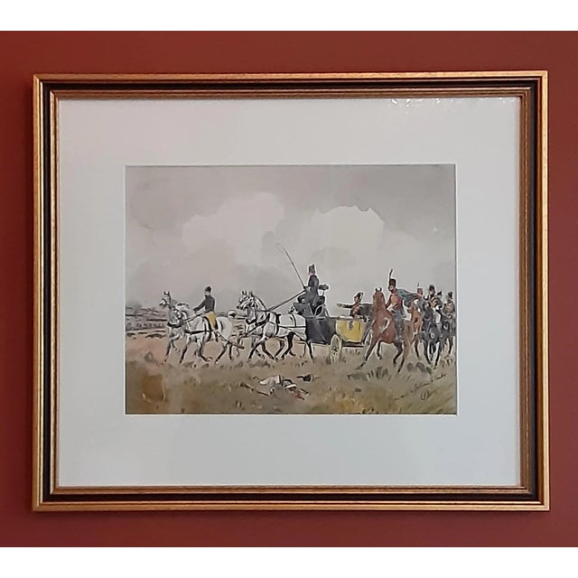 19th century watercolor painting by August Ignatz Grosz (1847-1917) depicting military reinforcements being called up...