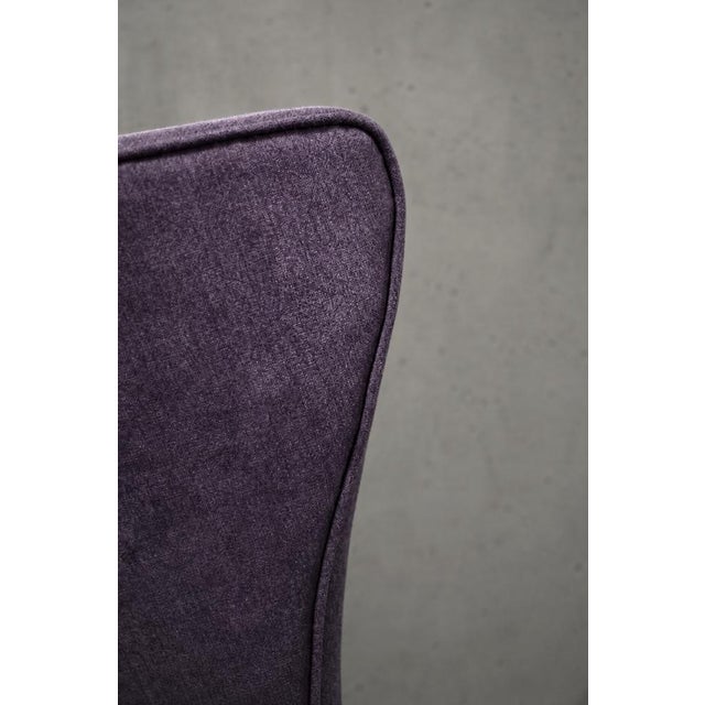Vintage Scandinavian Modern Oak and Purple Fabric High Back Wing Chair, 1950s For Sale - Image 11 of 18