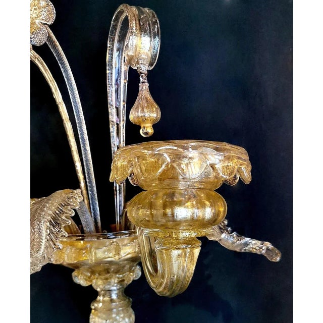 Art Nouveau Italian Murano Glass Wall Sconce in Blown Glass and Gold, 1950s For Sale - Image 7 of 13