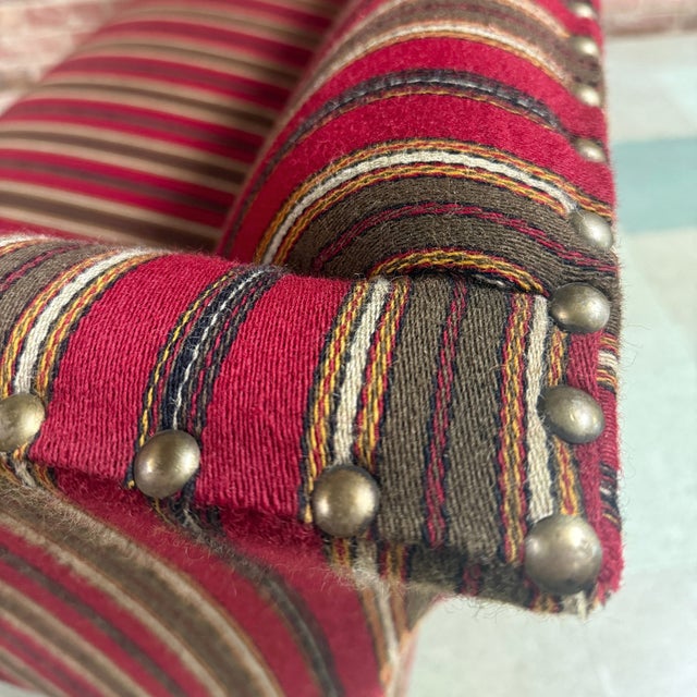 Mid-Century Modern Danish Cabinetmaker Striped Sofa, Wool, 1960s For Sale - Image 3 of 9