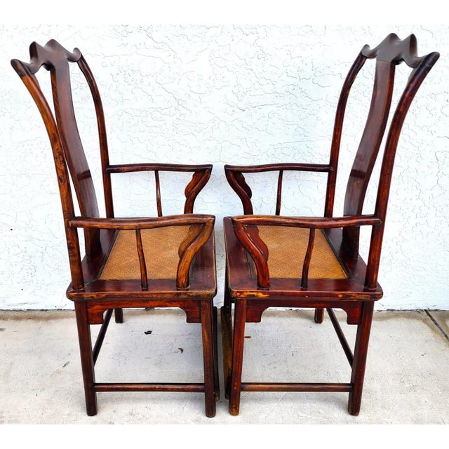 Antique Chinese Ju Mu Hat Armchairs With Authentication Pair For Sale - Image 4 of 12
