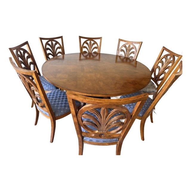 Century Furniture Round Pedestal Dining Table & 8 Chairs For Sale