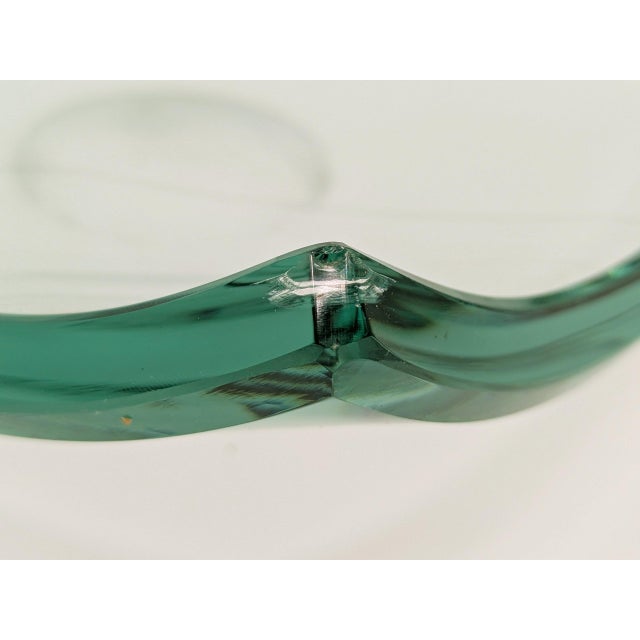 Aqua Italian Aquamarine Cut Glass Ashtray attributed to Fontana Arte, 1960s For Sale - Image 8 of 11