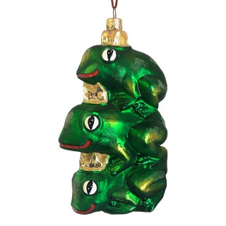 Vintage Christopher Radko 3 Frogs Christmas Ornament - "Leap of Faith" For Sale