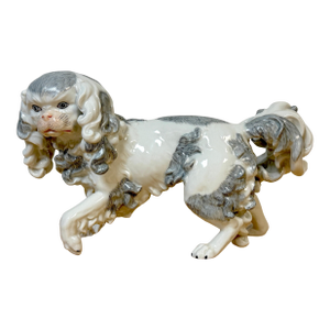 Large Dresden Porcelain Standing Toy Spaniel King Charles / Pekingese, 1900s