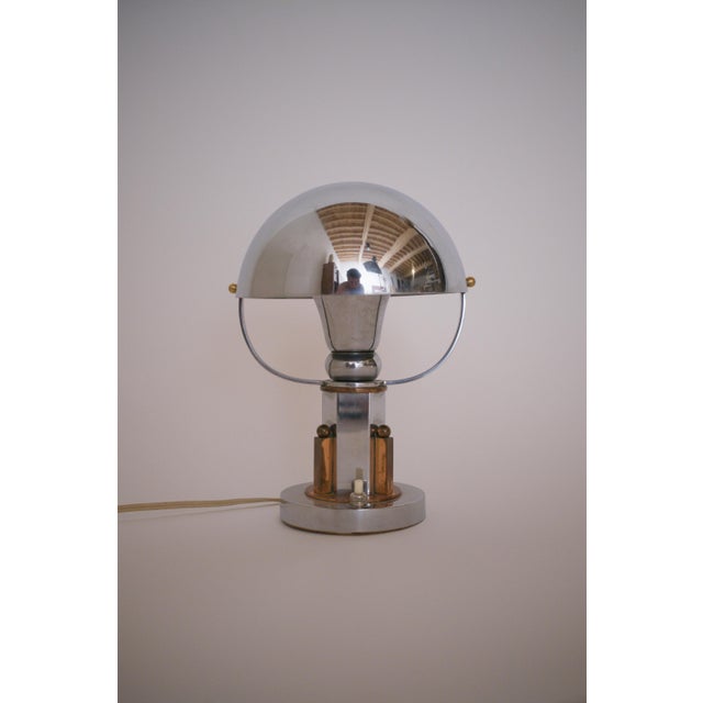 1930s Vintage French Table Lamp in Copper and Chrome, 1930 For Sale - Image 5 of 18