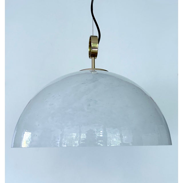 Metal Space Age Pendant Light in Glass from Glashütte Limburg, 1950s For Sale - Image 7 of 18